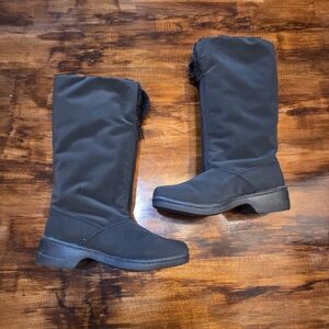 TOTES WOMENS BLACK WATERPROOF SNOW BOOTS FRONT ZIP FAUX FUR CYNTHIA SZ 7.5
